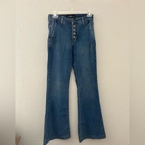 Women’s butterfly button flare denim